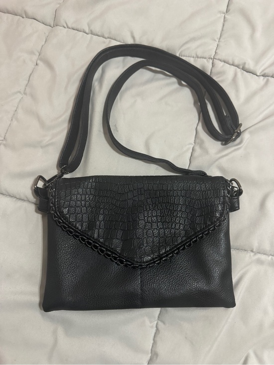 Handbags - Black Croc-Texture Crossbody Bag